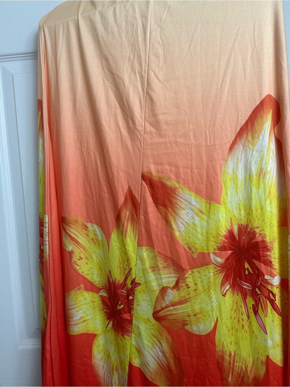 Women’s Floral Ombre Maxi Skirt in Coral & Yellow